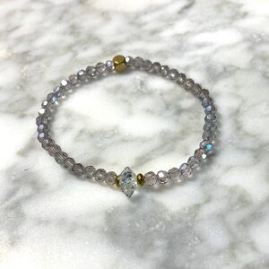 Purple/grey Swarovski crystal with Herkimer diamond bracelet in size 7”
